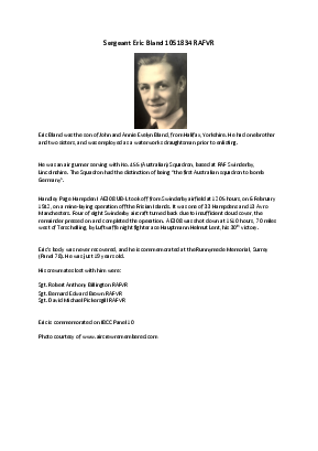 A preview of a PDF biography for Bland, Eric